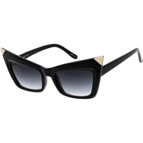 Sharp High Pointed Metal Tip Designer Inspired Fashion Cat Eye Sunglasses Zerouv