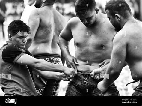 Kirkpinar Oil Wrestling Stock Photo Alamy