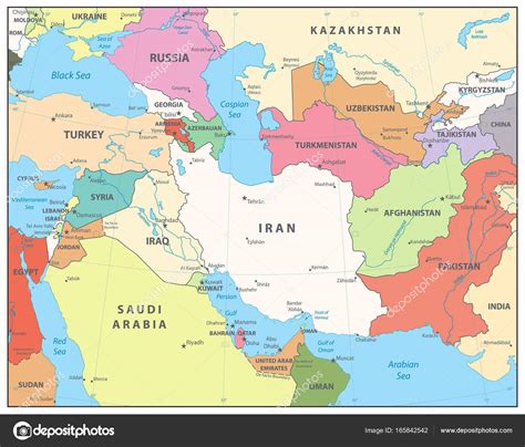 Southwest Asia Map — Stock Vector © Cartarium 165842542