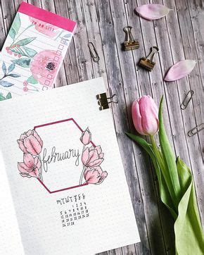 Bullet Journal Monthly Cover Page February Cover Page Flower Drawing