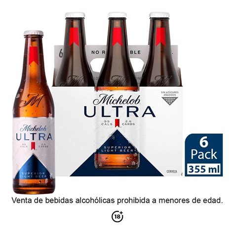 Cerveza Clara Michelob Ultra Superior Light 6 Botellas De 355 Ml Cu