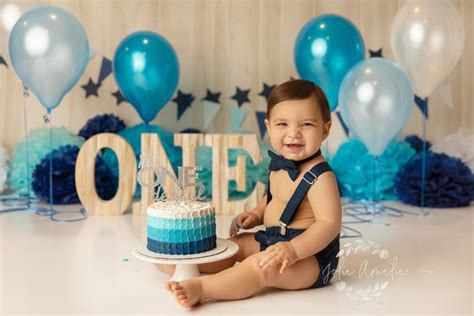 Boy Cake Smash Outfit Blue Boy Cake Smash Boy 1st Birthday