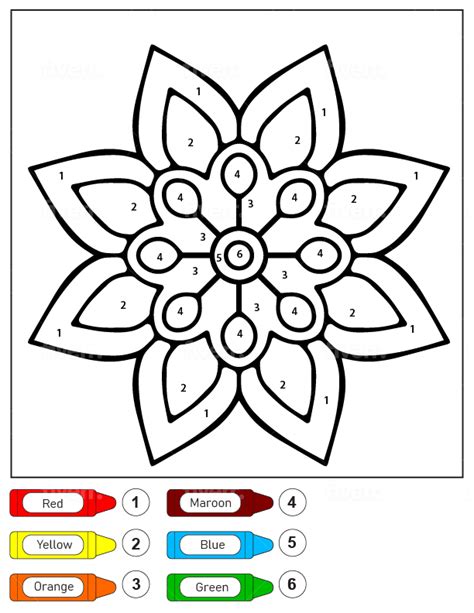 Colorear Por Números Un Mandala De Flores Fácil Para Niños Para