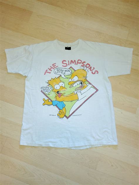 Vintage 1990 The Simpsons White Homer Bart Shirt Xl C Gem