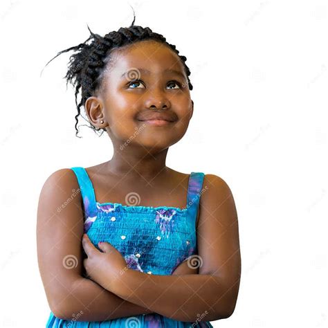Cute African Girl With Braids Looking Up Stock Image Image Of