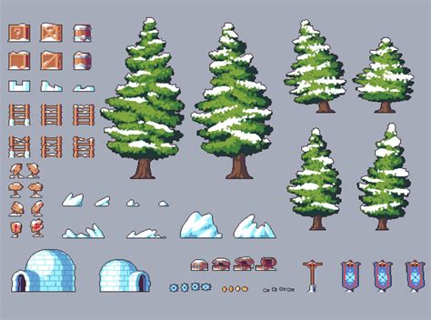 Dribbble Snow 2d Game Tileset Pixel Art2 By 2d Game Assets