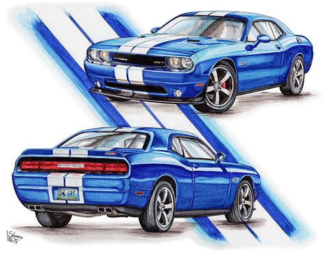 2011 Dodge Challenger Srt Drawing By Shannon Watts Pixels