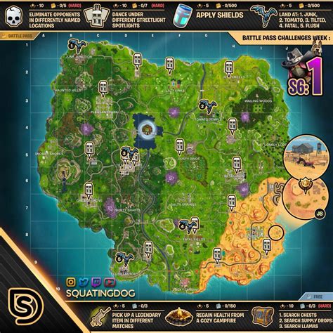 Full Cheat Sheet Map With Locations For The Week 1 Season 6 Fortnite