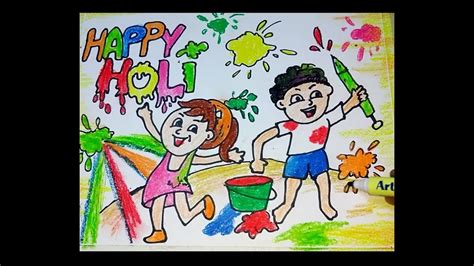 Holi Drawing In Chart Paper Youtube