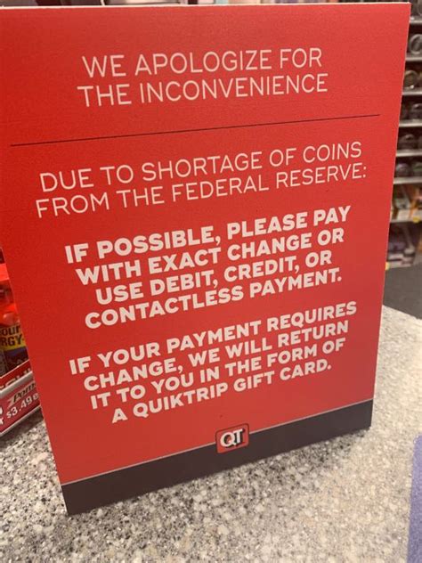 Quiktrip Asking For Exact Change Other Payment Due To Coin Shortage
