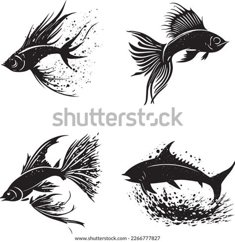 Flying Fish Silhouette Suitable Fish Logo Stock Vector Royalty Free