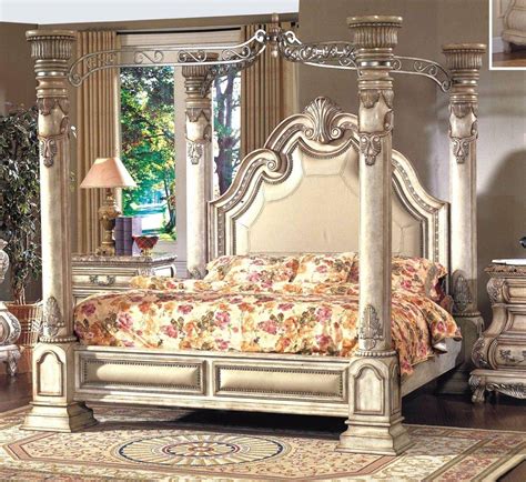 Raymour & flanigan carries bedroom sets for twin, full, queen, king and california. Mcferran B9097-EK Monaco Blanc Luxury King Size Canopy ...