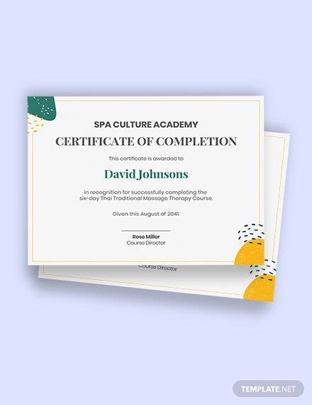 14 Spa Certificate Word Templates Free Downloads