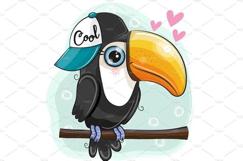 Cartoon Toucan Is Sitting On A Vector Graphics ~ Creative Market