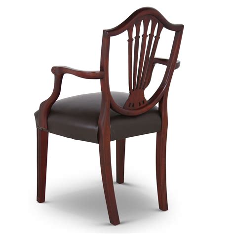 Hepplewhite Style Mahogany Carver Dining Chair With Leather Seat