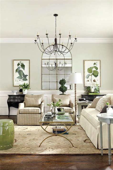 This Neutral Living Room Is Accented With Greens Living Room Green