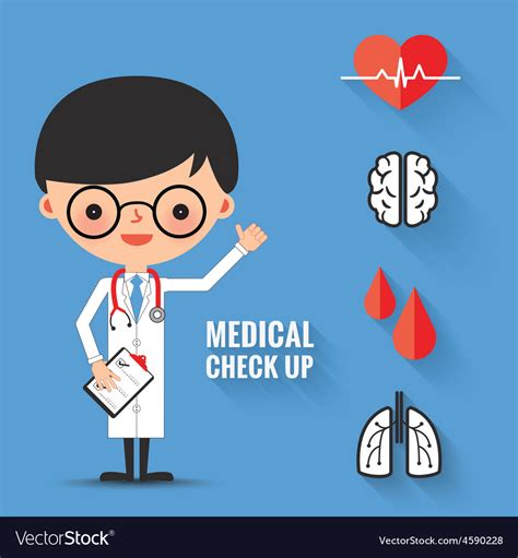 Medical Check Up With Man Doctor Characters Vector Image