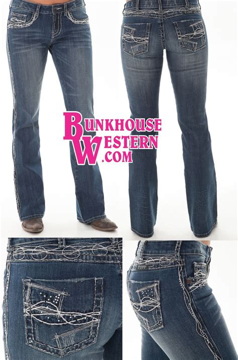 Cowgirltuffco Show It Off Ii Jeans Black And White Stitching Black And White Crystals Medium