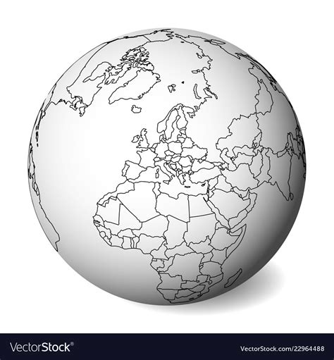 Blank Political Map Of Europe 3d Earth Globe With Green Map Vector Images