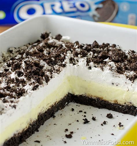 Place pan on a wire rack and cool for 10 minutes before removing the side of the pan. No Bake Oreo Vanilla Pudding Cake - Recipe from Yummiest ...