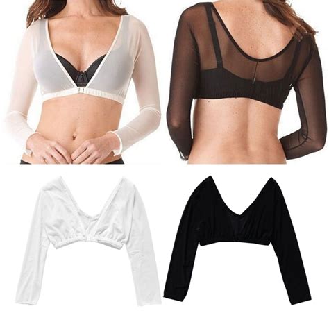 2017 new sex women thinner slimmer lightweight armwear wrap crop tops base shirt blouse black