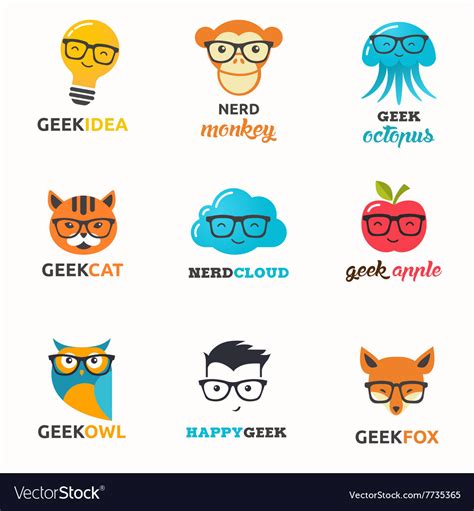 Geek Nerd Smart Hipster Icons And Symbols Vector Image
