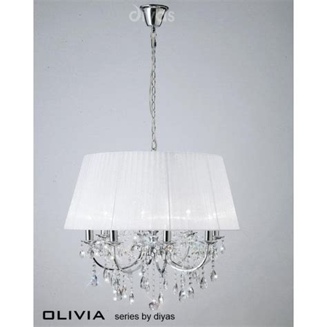 Olivia Pendant 8 Light Polished Chromecrystal With White Shade