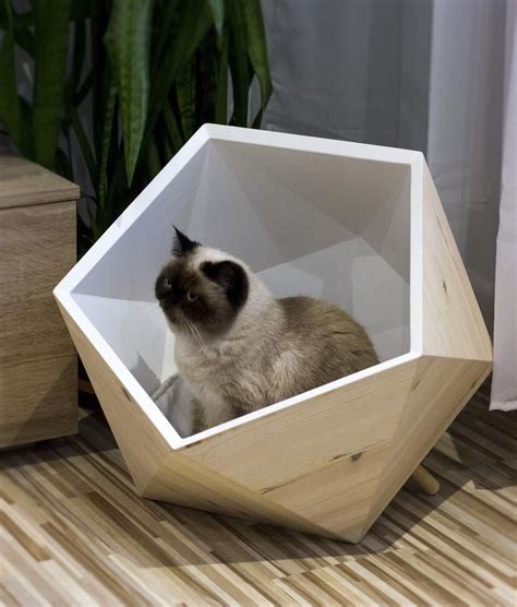 Double Geobed Modern Wooden Icosahedral Bed For Cats Etsy In 2020