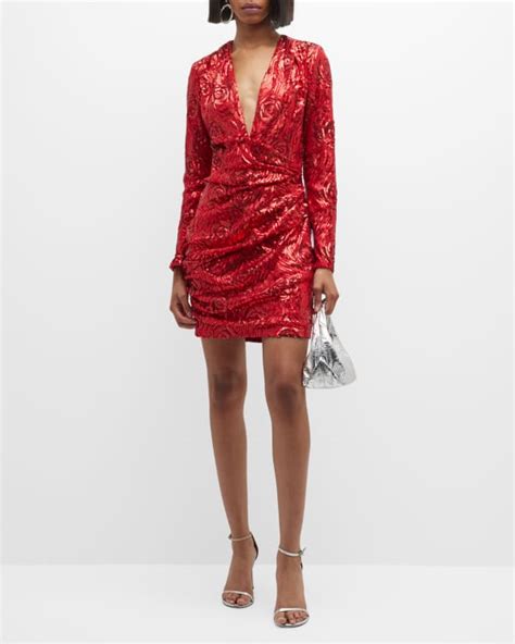 Farm Rio Heart Sequin Puff Sleeve Midi Dress Neiman Marcus