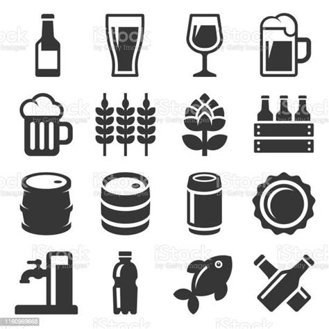 beer icons set on white background vector stock illustration download image now beer