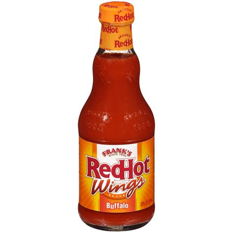 The chicken wings are normally fried and covered with a spicy sauce known as buffalo sauce. Frank's RedHot Wings Sauce, Buffalo, 12 fl oz (354 ml)