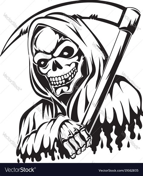 Tattoo Of A Grim Reaper Holding A Scythe Vintage Vector Image
