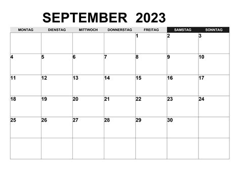 Kalender September 2023 Kalendersu
