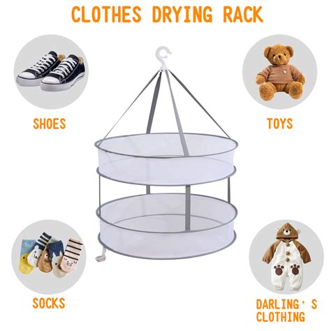 24inch Double Layer Clothes Drying Racks Drying Rack Hanging Mesh Dry