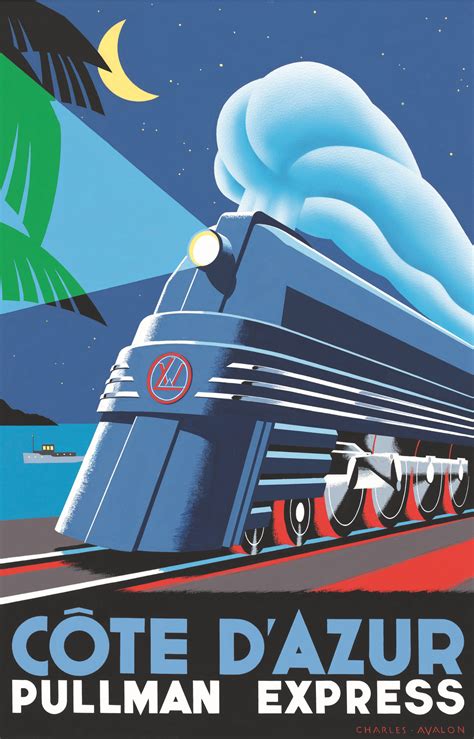 Art Deco Style Travel Poster Côte Dazur Pullman Express Artist