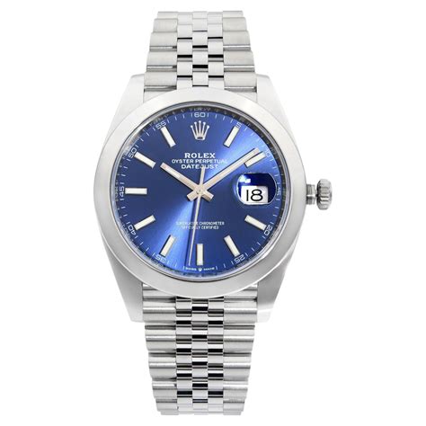 Rolex Datejust 41mm Steel Blue Index Dial Jubilee Smooth Automatic
