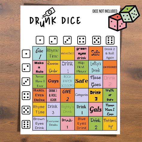 Drunk Dice Drinking Game Great For Pre Games Parties Etsy
