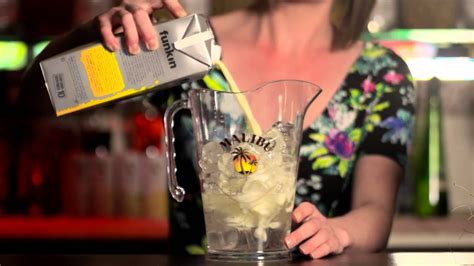 Garnish with a piece of pineapple and a maraschino berry. How to make a Pitcher of MALIBU Pina Colada cocktail to ...