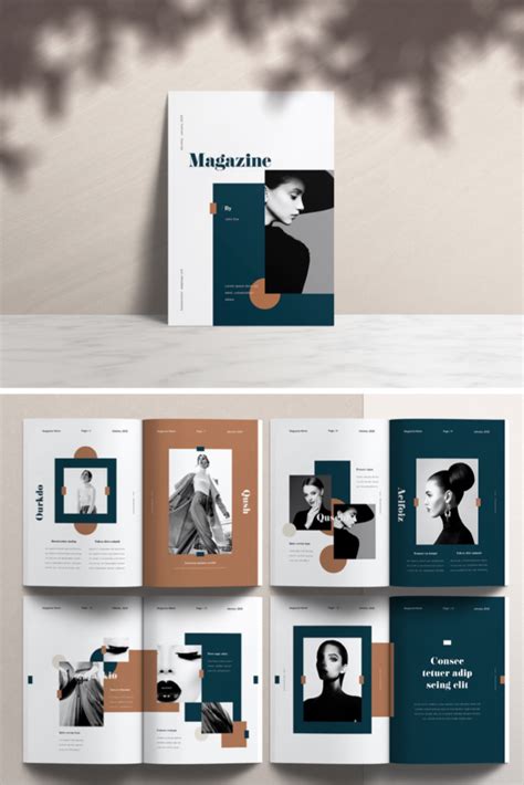 Creative Magazine Layout With Dark Green And Brown Accents Book