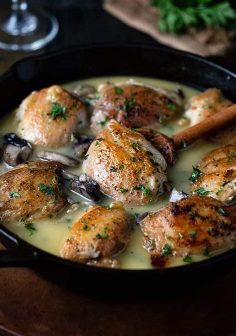 1/3 cup dry white wine 1/3 cup chicken broth grated parmesan cheese, for serving minced fresh parsley, for serving. These baked chicken thighs are perfectly golden and baked ...