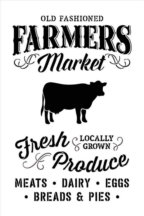 Old Fashioned Farmers Market Stencil By Studior12 Fresh Etsy