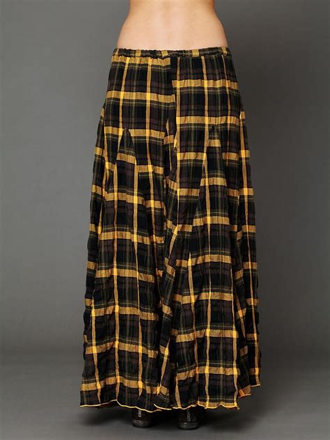 Free People Plaid Flannel Maxi Skirt In Marigold Yellow Lyst