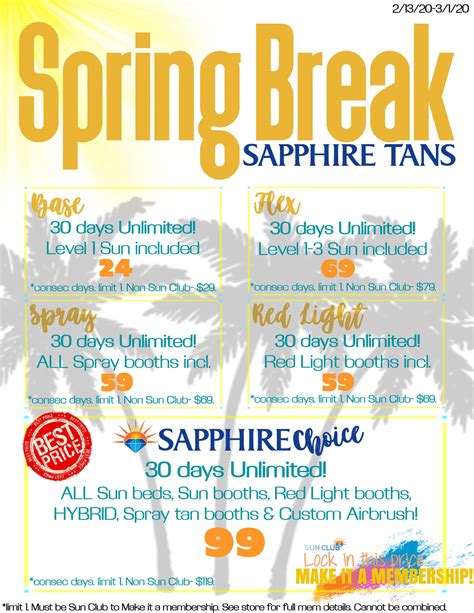 Feb 20 Spring Break Sapphire Tans