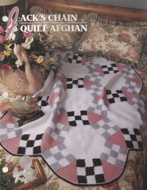 Jacks Chain Quilt Afghan Annies Attic Crochet Pattern Club Leaflet