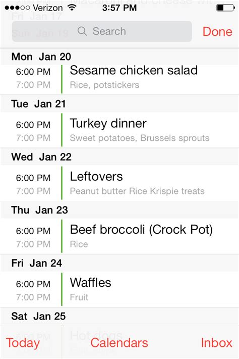 A meal planning app (in progress). Weekly Menu Planning Method #1: iPhone Calendar App ...