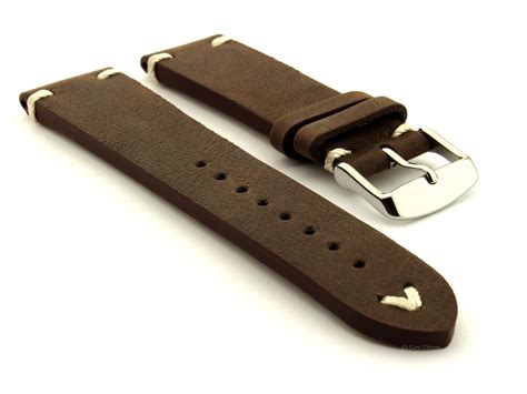 Extra Long Leather Vintage St Watch Strap Blacksmith Dark Brown 24mm