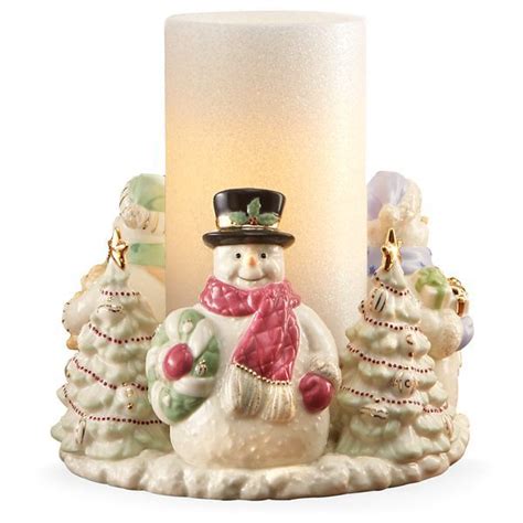 Jolly Snowmen Pillar Candle Holder By Lenox Pillar Candle Holders
