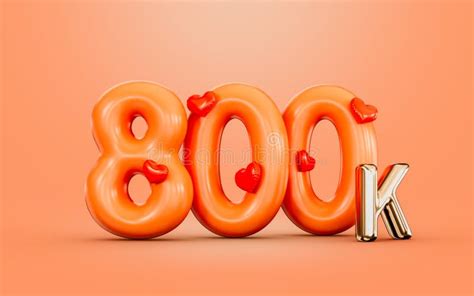 800k Follower Celebration Orange Color Number With Love Icon Stock