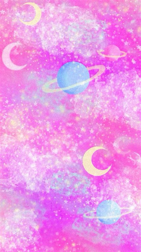 Cute Cartoon Planets With Pink And Purple Sky Background Dragon