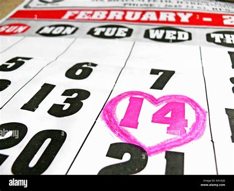 Calendar Page Of February Month Number Fourteen Saint Valentine´s Day